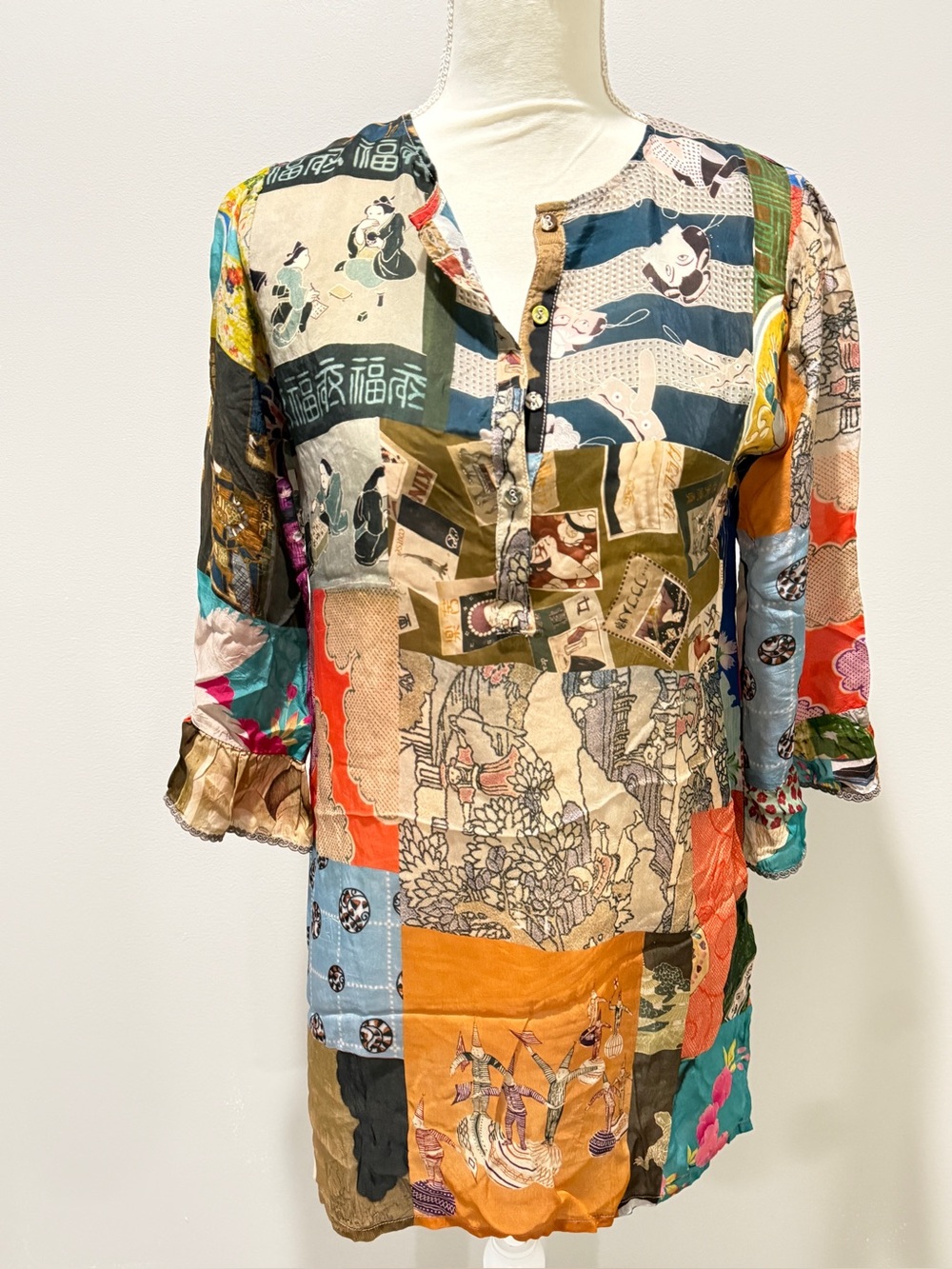 Johnny Was Vera Patchwork Art Tunic NWT Oversized XXS Boho - Picture 4 of 10